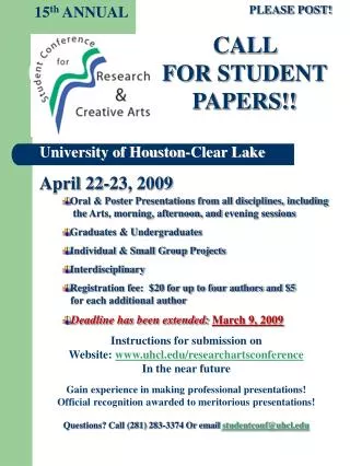 University of Houston-Clear Lake April 22-23, 2009