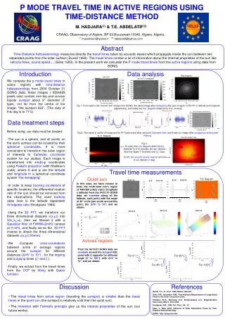 P MODE TRAVEL TIME IN ACTIVE REGIONS USING TIME-DISTANCE METHOD