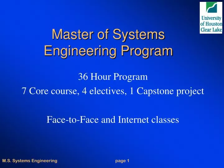 master of systems engineering program