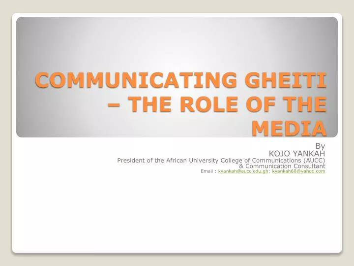 communicating gheiti the role of the media