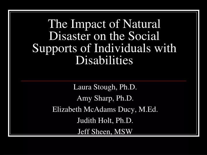 the impact of natural disaster on the social supports of individuals with disabilities