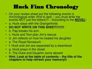 Huck Finn Chronology