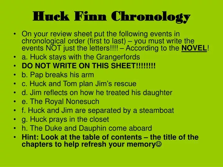 huck finn chronology