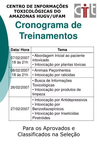 cronograma de treinamentos