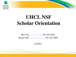 UHCL NSF Scholar Orientation