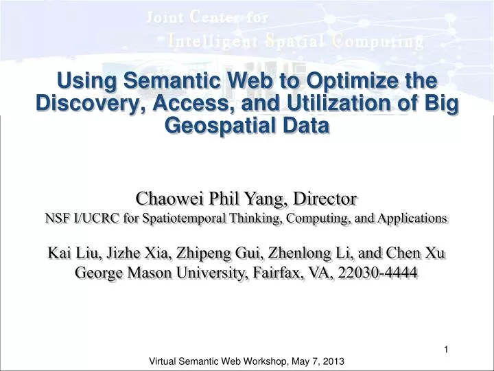 using semantic web to optimize the discovery access and utilization of big geospatial data