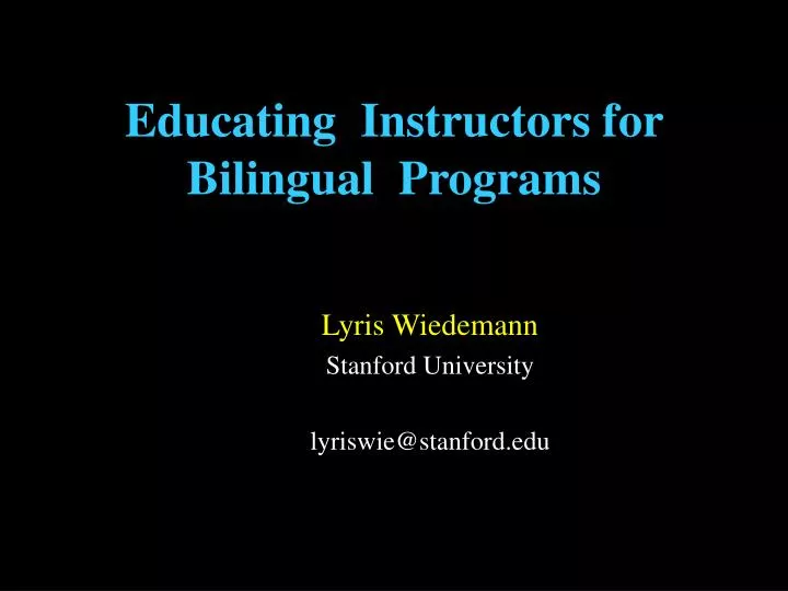 educating instructors for bilingual programs