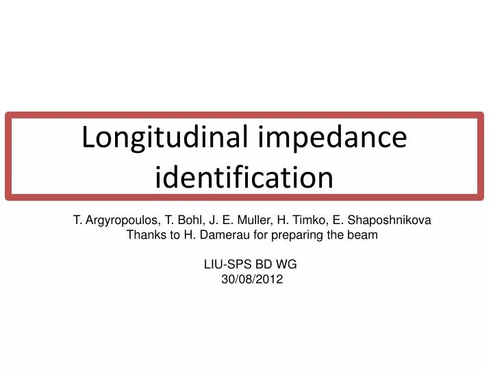 longitudinal impedance identification