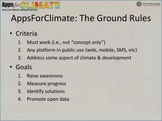 AppsForClimate: The Ground Rules