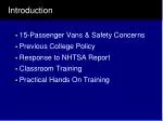 Ensuring Safety: Guidelines for 15-Passenger Van Usage in College Training Programs - slide 1