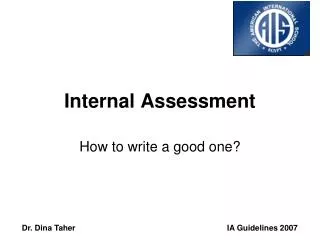 Internal Assessment