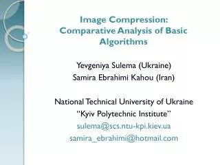 Image Compression: Comparative Analysis of Basic Algorithms