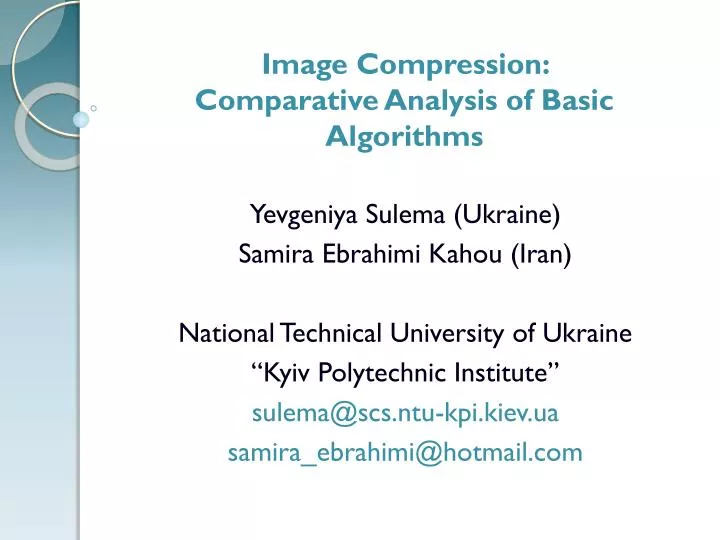 image compression comparative analysis of basic algorithms