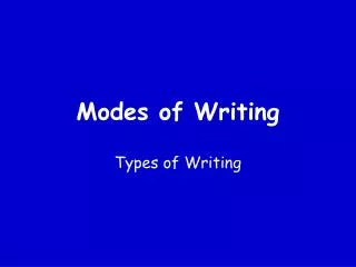 Modes of Writing