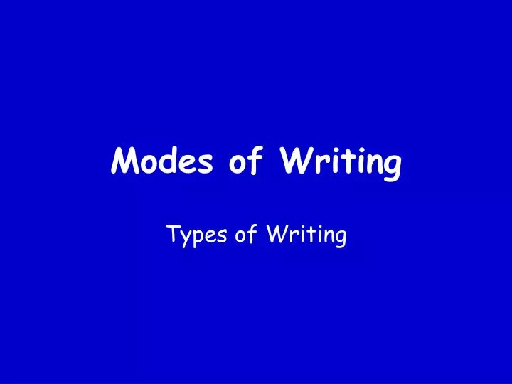 modes of writing