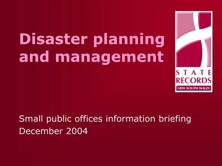 disaster planning and management