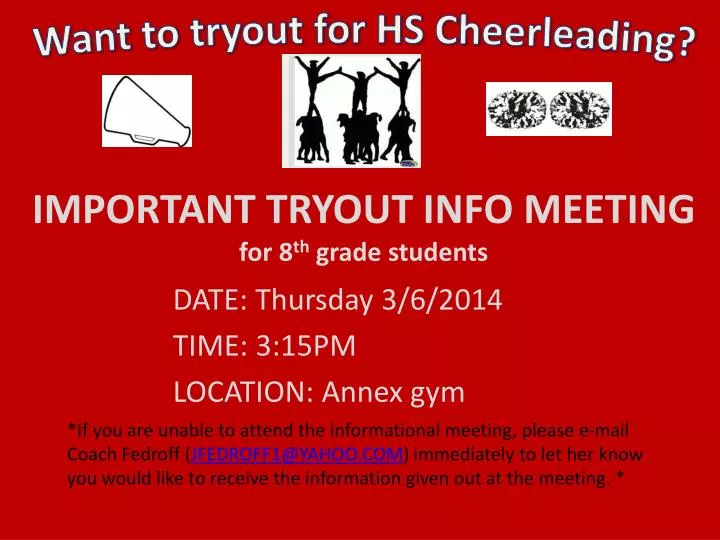 important tryout info meeting for 8 th grade students