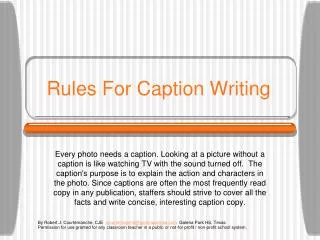 Rules For Caption Writing