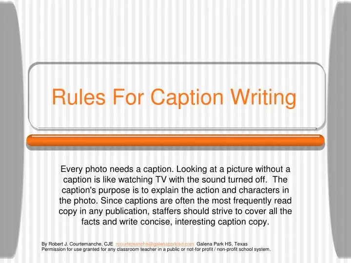 rules for caption writing