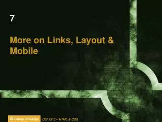 7 More on Links, Layout &amp; Mobile