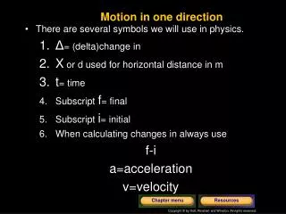 Motion in one direction