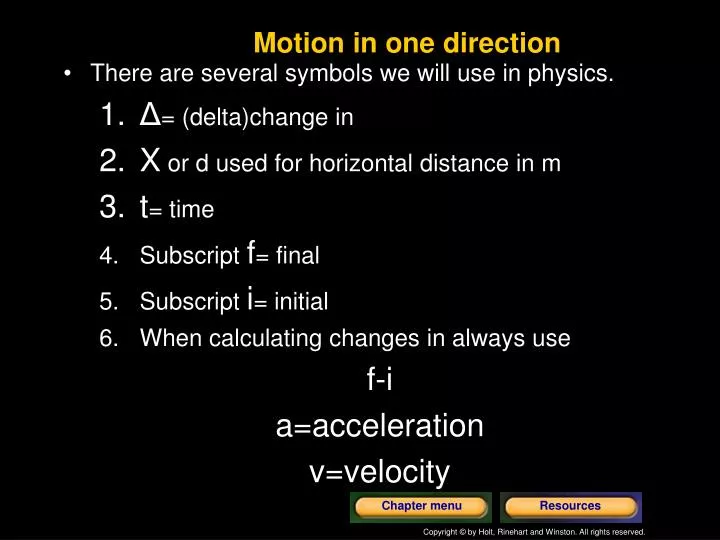 motion in one direction