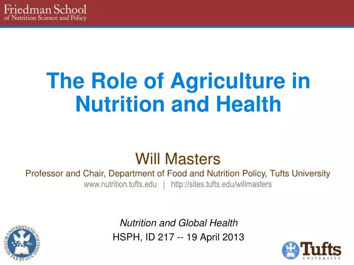 the role of agriculture in nutrition and health