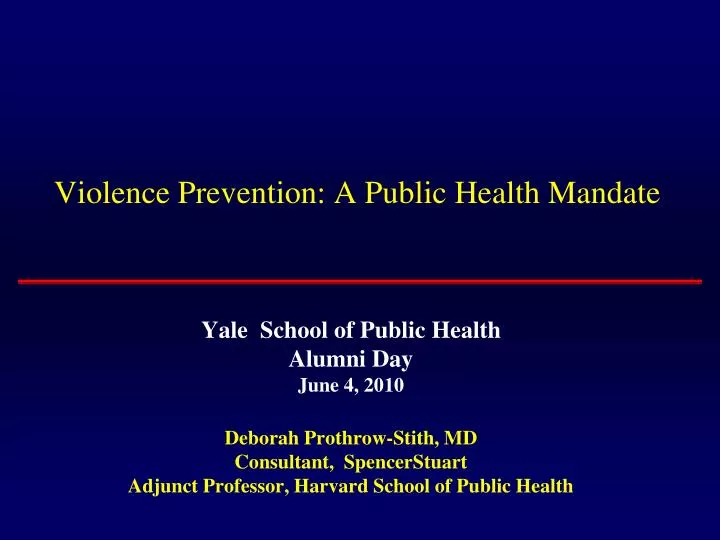 violence prevention a public health mandate