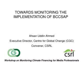 TOWARDS MONITORING THE IMPLEMENTATION OF BCCSAP