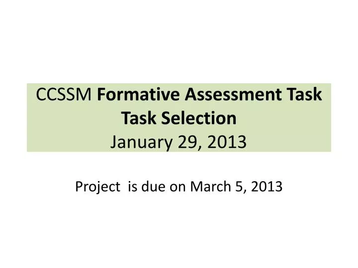ccssm formative assessment task task selection january 29 2013