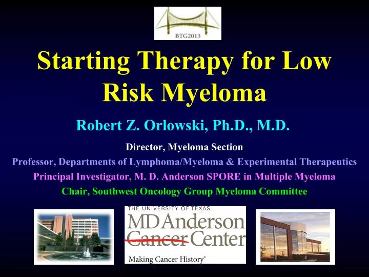 starting therapy for low risk myeloma