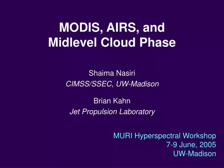 modis airs and midlevel cloud phase