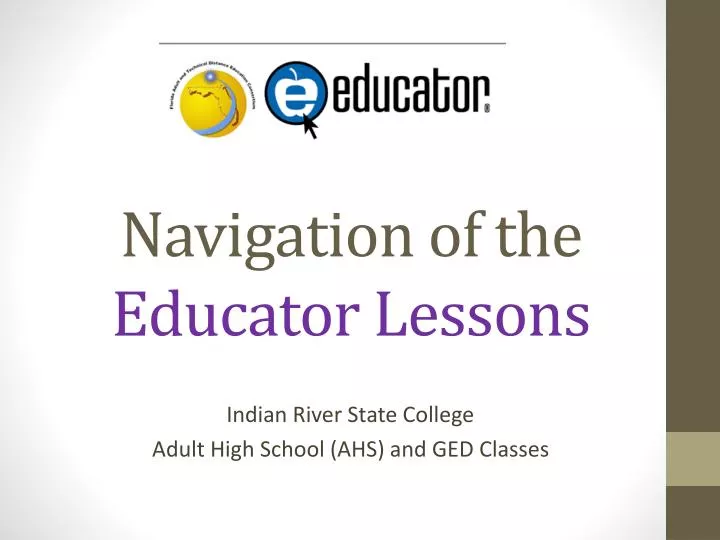navigation of the educator lessons