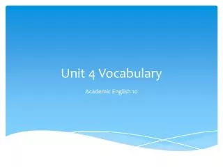 Unit 4 Vocabulary