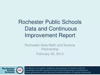 Rochester Public Schools Data and Continuous Improvement Report