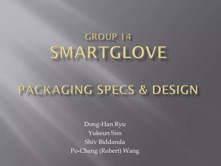 group 14 smartglove packaging specs design
