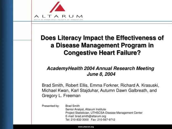 does literacy impact the effectiveness of a disease management program in congestive heart failure