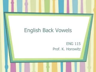 English Back Vowels