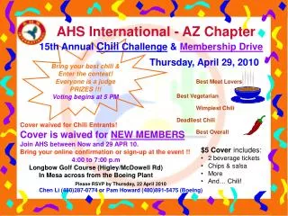 Bring your best chili &amp; Enter the contest! Everyone is a judge PRIZES !!! Voting begins at 5 PM