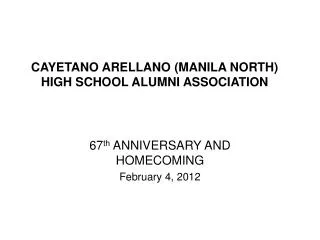 CAYETANO ARELLANO (MANILA NORTH) HIGH SCHOOL ALUMNI ASSOCIATION