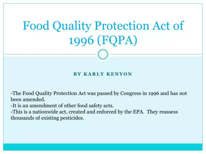 food quality protection act of 1996 fqpa