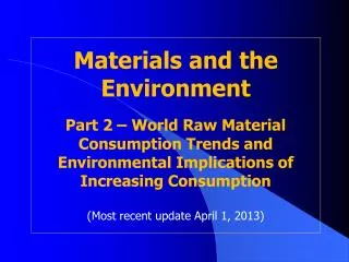 World Raw Material Consumption Trends