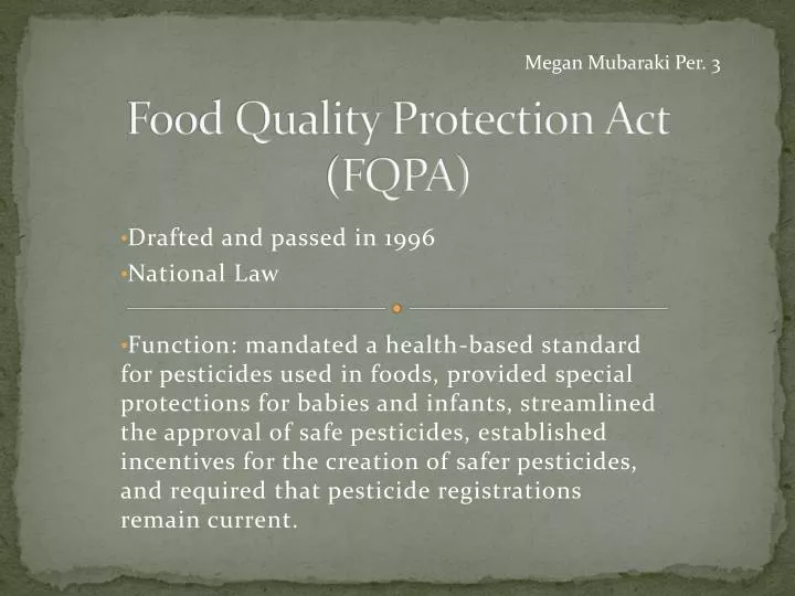 food quality protection act fqpa
