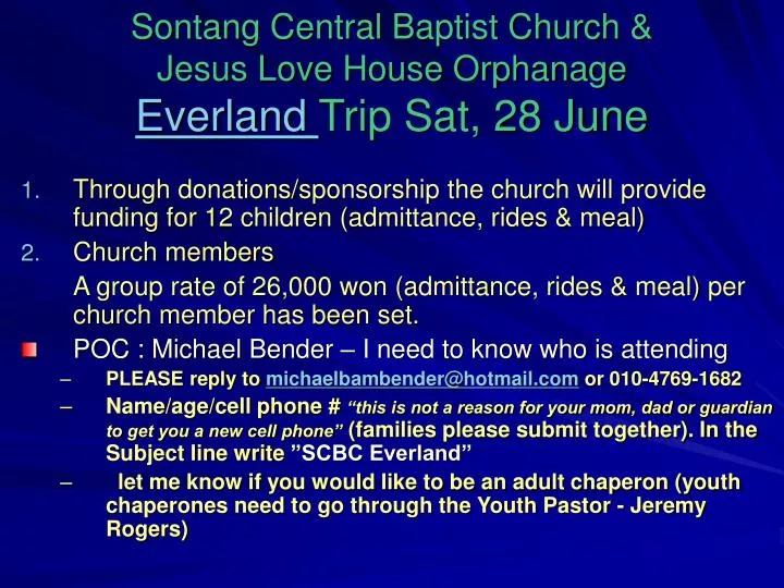 sontang central baptist church jesus love house orphanage everland trip sat 28 june