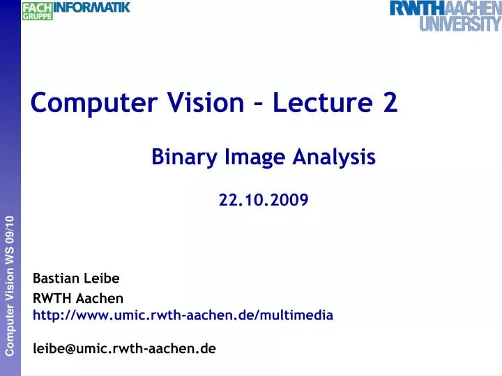 computer vision lecture 2