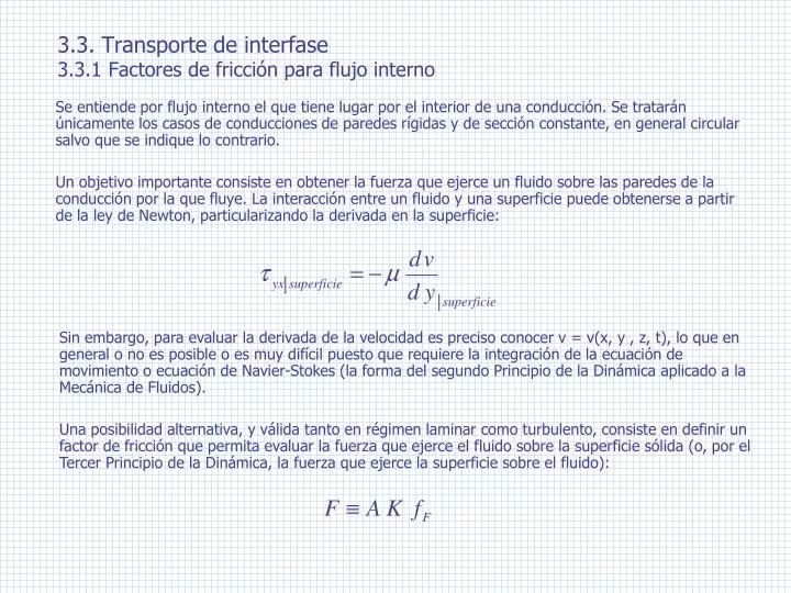 3 3 transporte de interfase 3 3 1 factores de fricci n para flujo interno