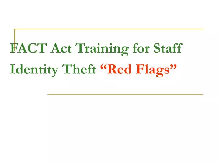 fact act training for staff identity theft red flags