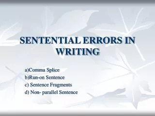 SENTENTIAL ERRORS IN WRITING