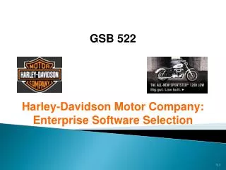 GSB 522 Harley-Davidson Motor Company: Enterprise Software Selection