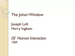 The Johari Window Joseph Luft Harry Ingham Of Human Interaction 1969